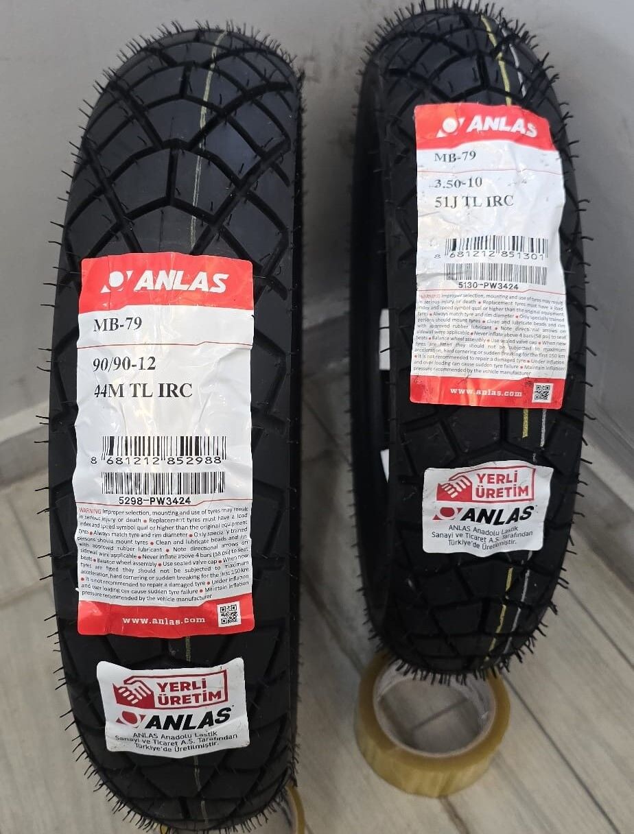 IRC Takım 90/90-12 Ve 3.50-10 Mb-79 Scooter Motorsiklet Lastiği Ön Arka Set